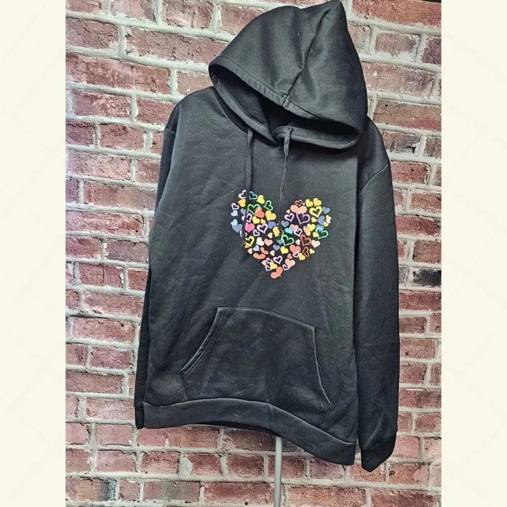 Unisex‎ Ultra Soft Cozy HEARTS Sweatshirt Hoodie XL
